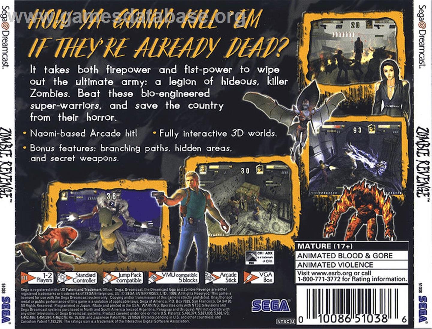Zombie Revenge - Sega Dreamcast - Artwork - Box Back