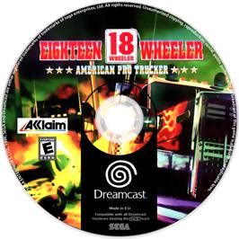 Cartridge artwork for 18 Wheeler: American Pro Trucker on the Sega Dreamcast.