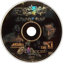 Cartridge artwork for ECW Anarchy Rulz on the Sega Dreamcast.