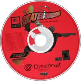 Cartridge artwork for MTV Sports: Skateboarding Featuring Andy Macdonald on the Sega Dreamcast.