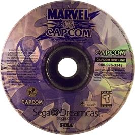 Cartridge artwork for Marvel vs. Capcom - Clash of Super Heroes on the Sega Dreamcast.