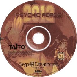 Cartridge artwork for Psychic Force 2012 on the Sega Dreamcast.