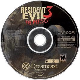 Cartridge artwork for Resident Evil 3 - Nemesis on the Sega Dreamcast.