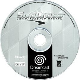 Cartridge artwork for Sno-Cross Championship Racing on the Sega Dreamcast.