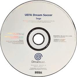 Cartridge artwork for UEFA Dream Soccer on the Sega Dreamcast.