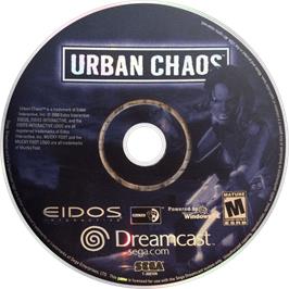 Cartridge artwork for Urban Chaos on the Sega Dreamcast.