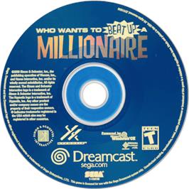 Cartridge artwork for Who Wants To Beat Up A Millionaire? on the Sega Dreamcast.