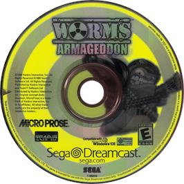 Cartridge artwork for Worms Armageddon on the Sega Dreamcast.