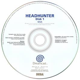 Artwork on the Disc for Headhunter on the Sega Dreamcast.