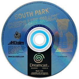 Artwork on the Disc for South Park: Chef's Luv Shack on the Sega Dreamcast.