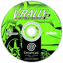 Artwork on the Disc for V-Rally 2: Expert Edition on the Sega Dreamcast.