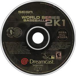 Artwork on the Disc for World Series Baseball 2K1 on the Sega Dreamcast.