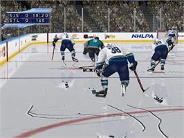 In game image of NHL 2K2 on the Sega Dreamcast.