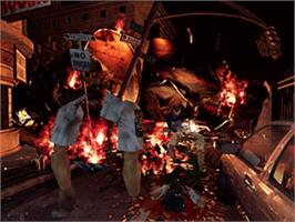 In game image of Resident Evil 2 on the Sega Dreamcast.
