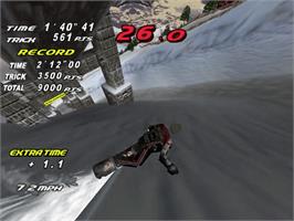 In game image of Snow Surfers on the Sega Dreamcast.