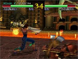 In game image of Soul Calibur on the Sega Dreamcast.