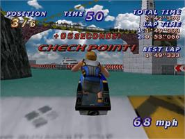 In game image of Surf Rocket Racers on the Sega Dreamcast.