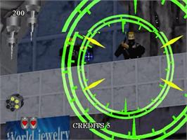 In game image of Virtua Cop 2 on the Sega Dreamcast.