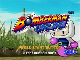Title screen of Bomberman Online on the Sega Dreamcast.