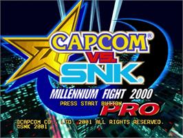 Title screen of Capcom vs SNK Millennium Fight 2000 Pro on the Sega Dreamcast.