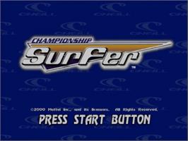 Title screen of Championship Surfer on the Sega Dreamcast.