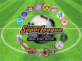 Title screen of European Super League on the Sega Dreamcast.