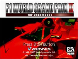 Title screen of F1 World Grand Prix 2 on the Sega Dreamcast.