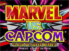 Title screen of Marvel Vs. Capcom: Clash of Super Heroes on the Sega Dreamcast.