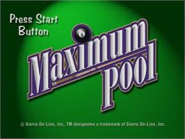 Title screen of Maximum Pool on the Sega Dreamcast.