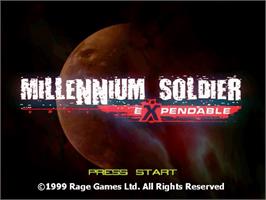 Title screen of Millennium Soldier - Expendable on the Sega Dreamcast.