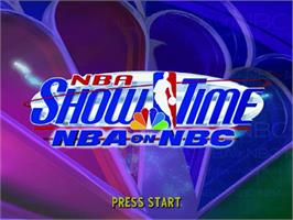 Title screen of NBA Showtime: NBA on NBC on the Sega Dreamcast.