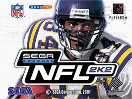 Title screen of NFL 2K2 on the Sega Dreamcast.