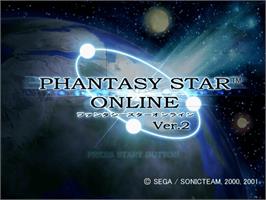 Title screen of Phantasy Star Online Ver. 2 on the Sega Dreamcast.