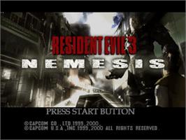 Title screen of Resident Evil 3: Nemesis on the Sega Dreamcast.