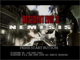Title screen of Resident Evil 3 - Nemesis on the Sega Dreamcast.