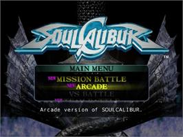 Title screen of SoulCalibur on the Sega Dreamcast.