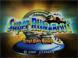 Title screen of Super Runabout on the Sega Dreamcast.