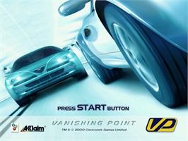 Title screen of Vanishing Point on the Sega Dreamcast.