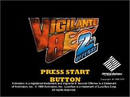 Title screen of Vigilante 8: 2nd Offense on the Sega Dreamcast.