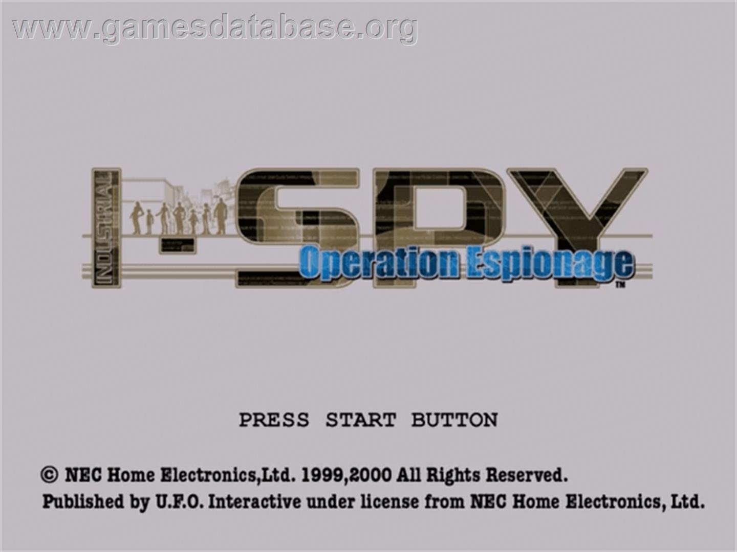 Industrial Spy: Operation Espionage - Sega Dreamcast - Artwork - Title Screen