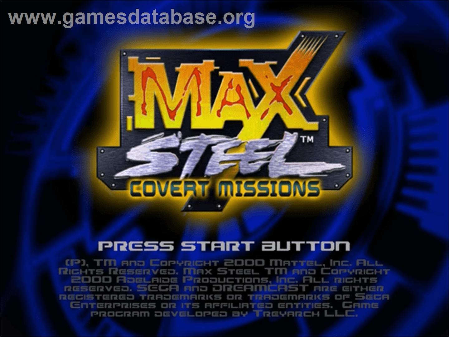 Max Steel: Covert Missions - Sega Dreamcast - Artwork - Title Screen
