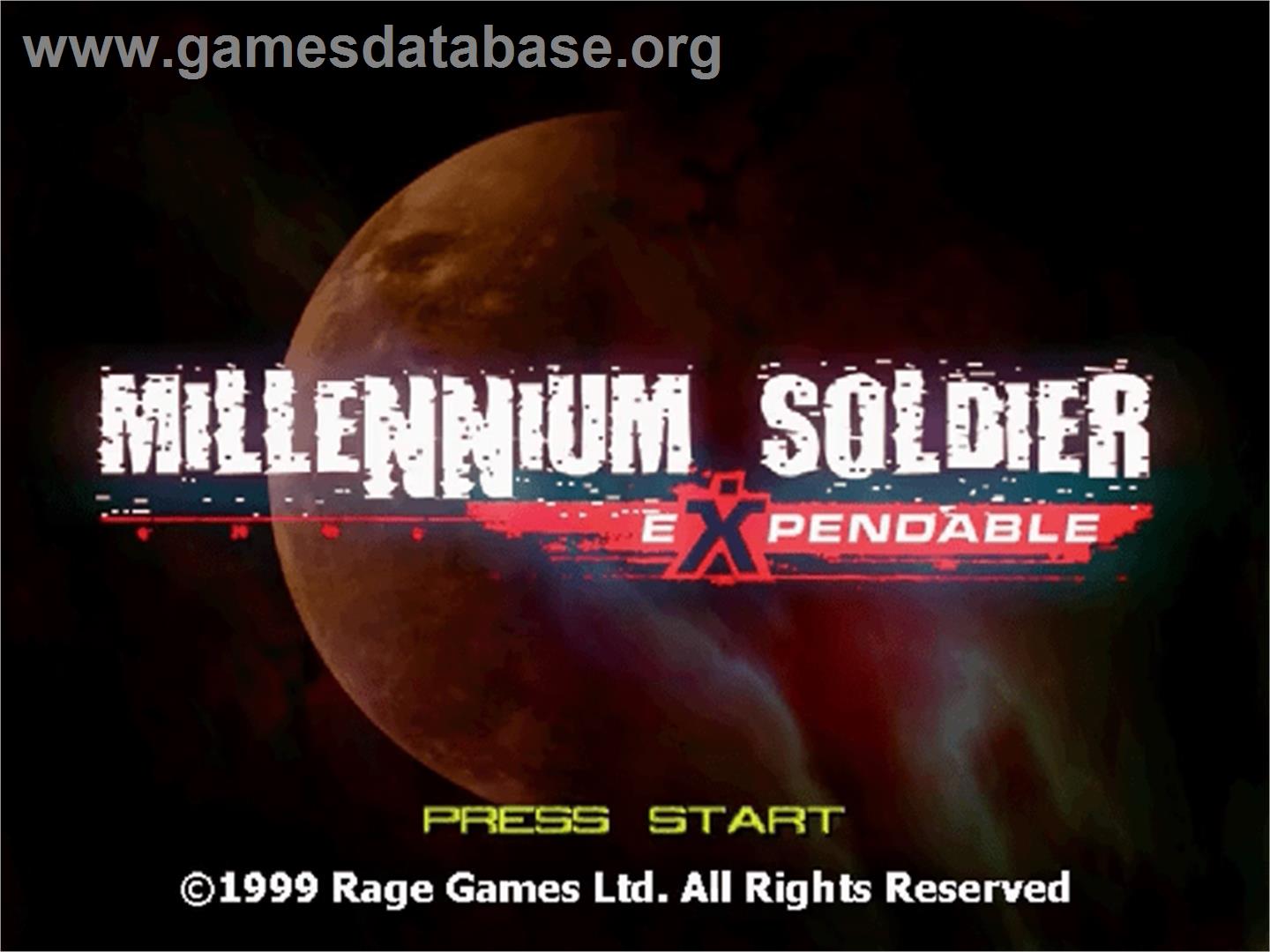 Millennium Soldier - Expendable - Sega Dreamcast - Artwork - Title Screen