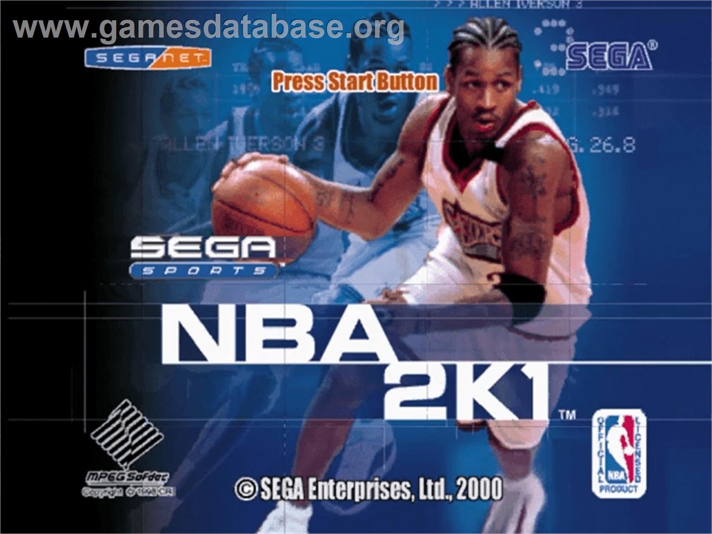 NBA 2K1 - Sega Dreamcast - Artwork - Title Screen