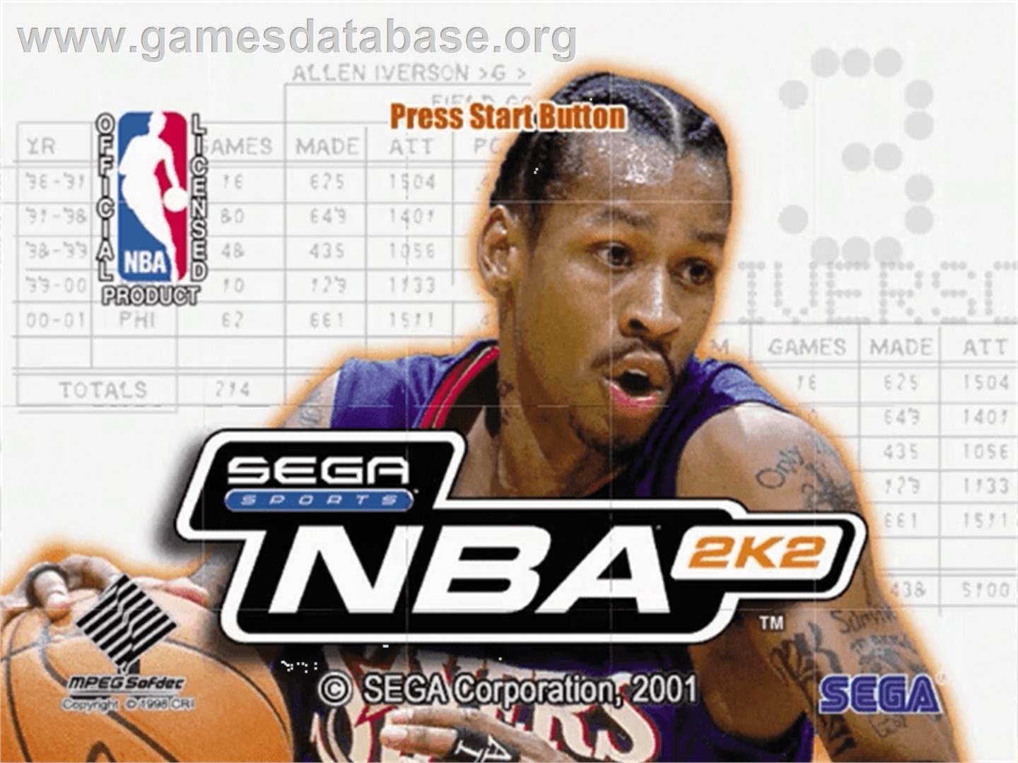 NBA 2K2 - Sega Dreamcast - Artwork - Title Screen