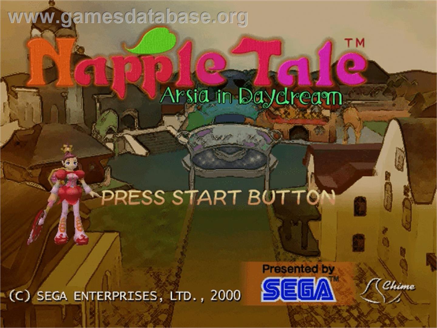 Napple Tale: Arsia in Daydream - Sega Dreamcast - Artwork - Title Screen