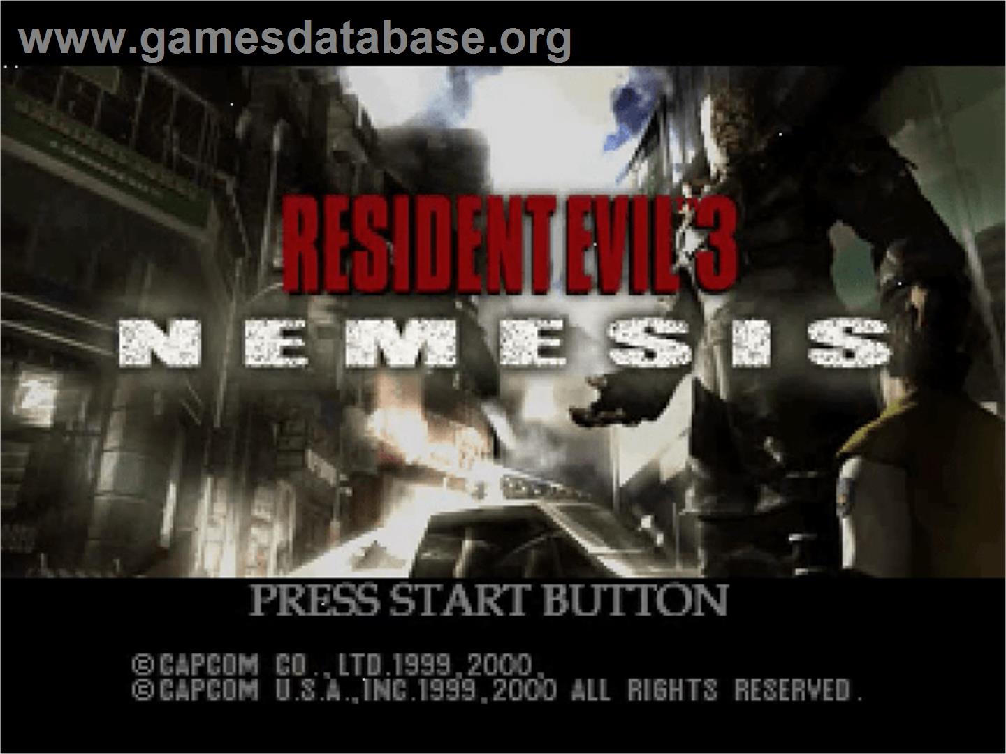 Resident Evil 3 - Nemesis - Sega Dreamcast - Artwork - Title Screen