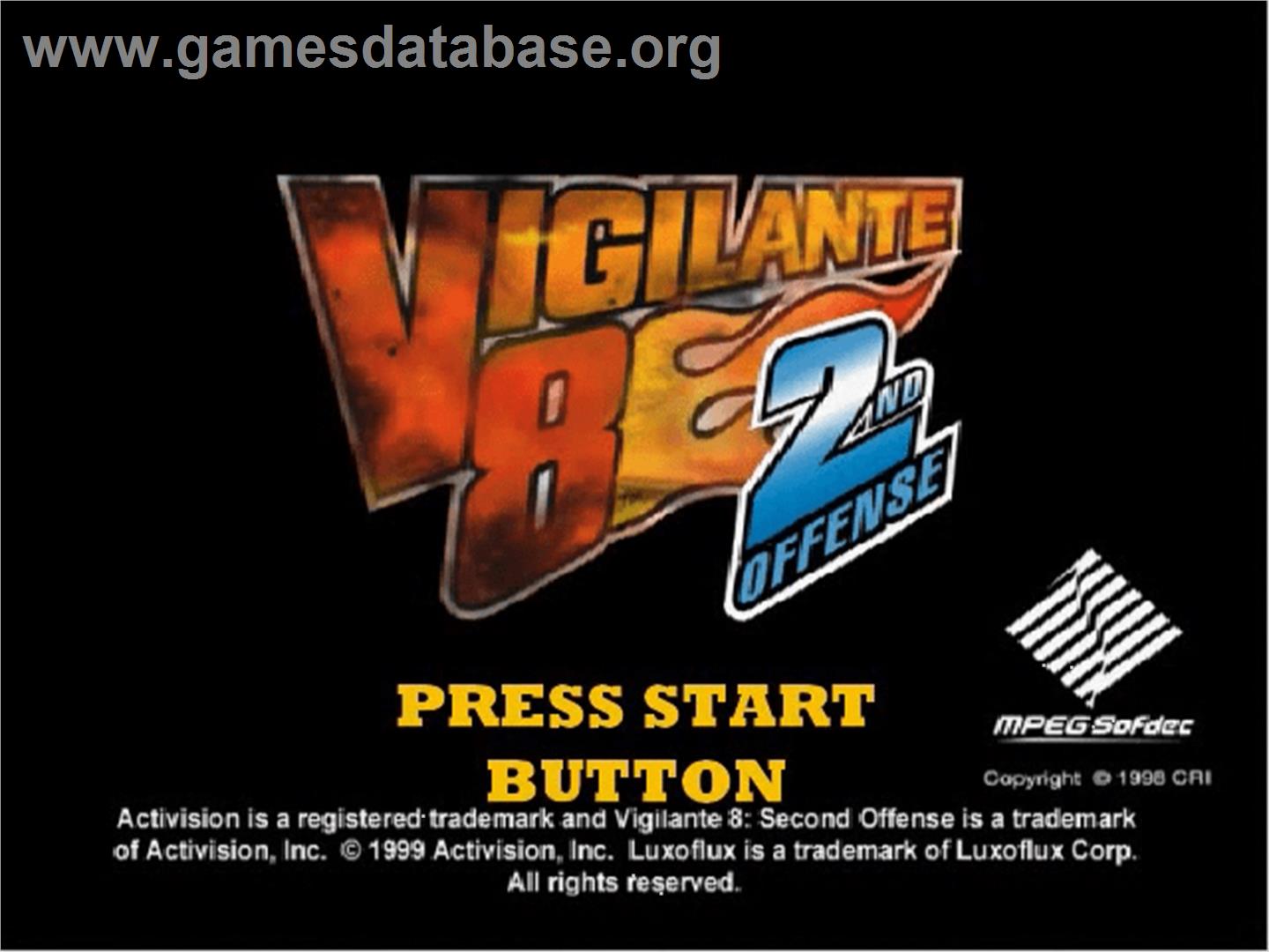 Vigilante 8 - 2nd Offense - Sega Dreamcast - Artwork - Title Screen