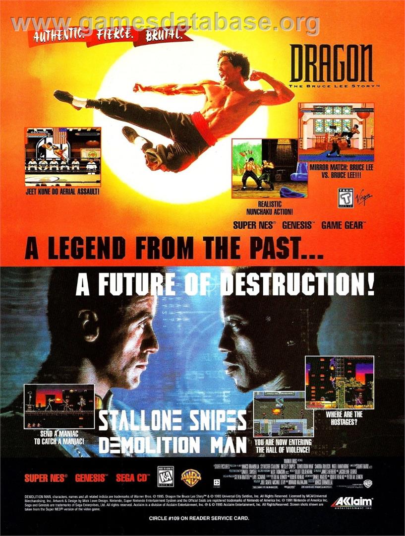 Dragon - The Bruce Lee Story - Sega Master System - Artwork - Advert