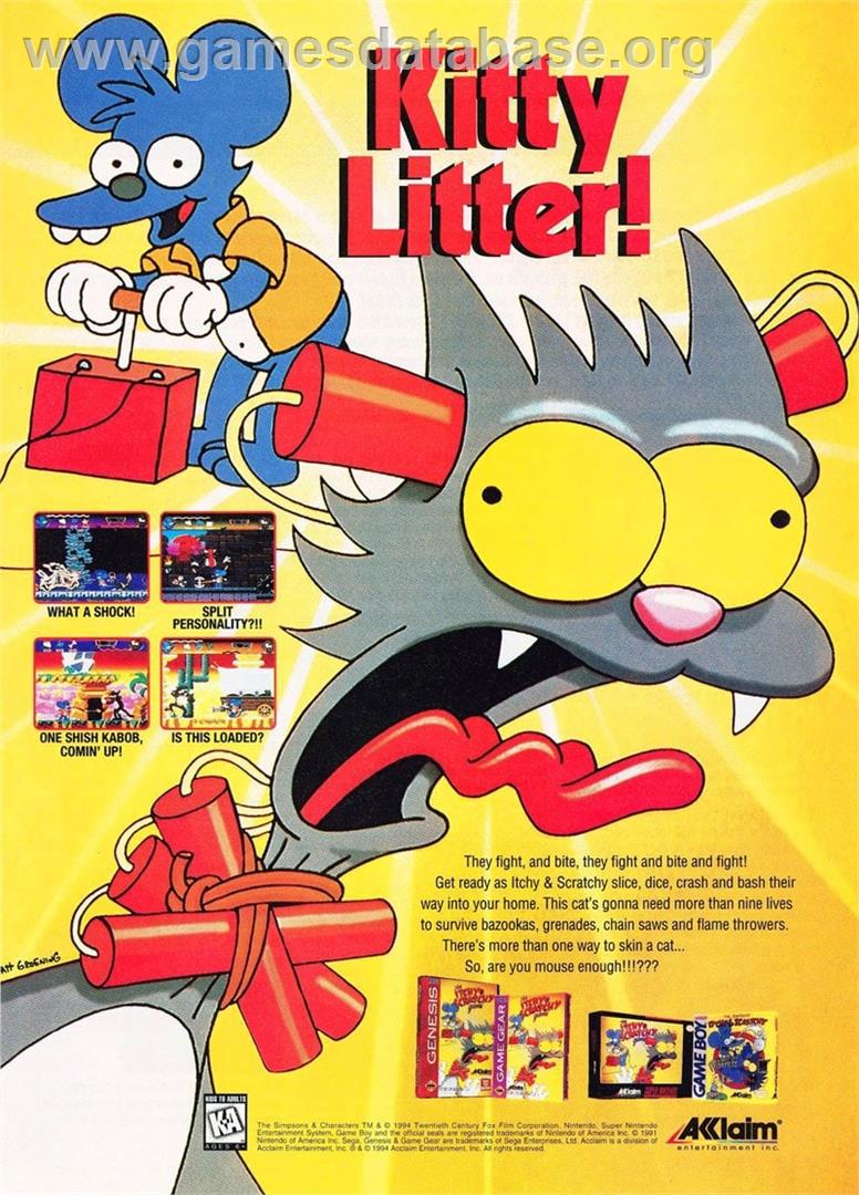Itchy And Scratchy Game, The - Sega Genesis - Artwork - Advert