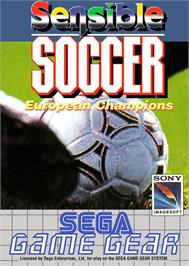 Box cover for Sensible Soccer - European Champions on the Sega Game Gear.